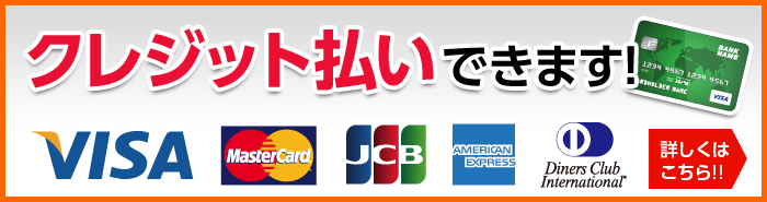 クレジット払いできます!!VISA MasterCard JCB AmericanExpress DinersClub